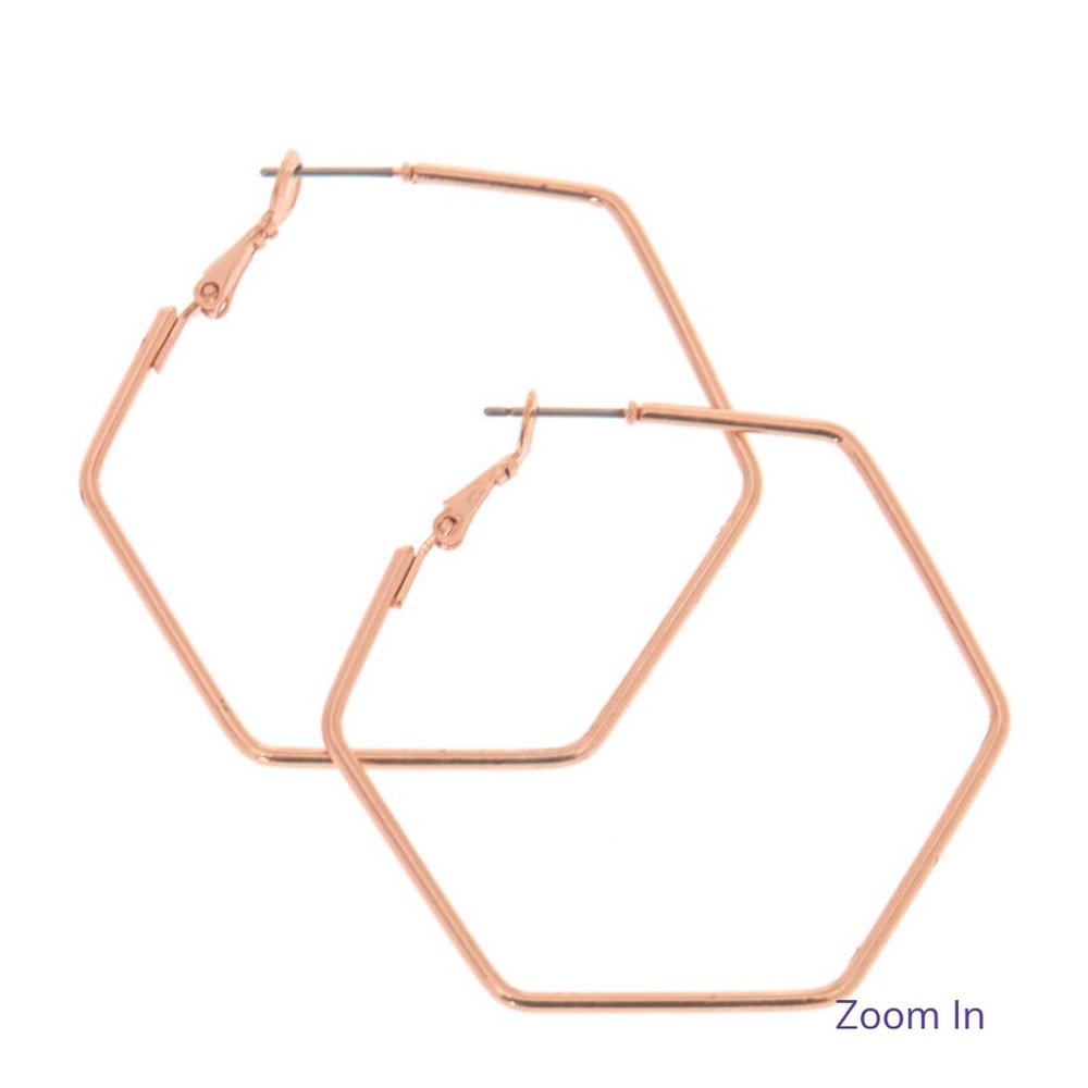 Rose Gold Hexagon Hoop Earrings